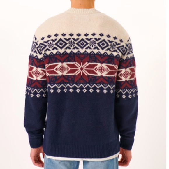 Abercrombie & Fitch, Holiday Pattern Crew Sweater, off White Pattern - Picture 5 of 7